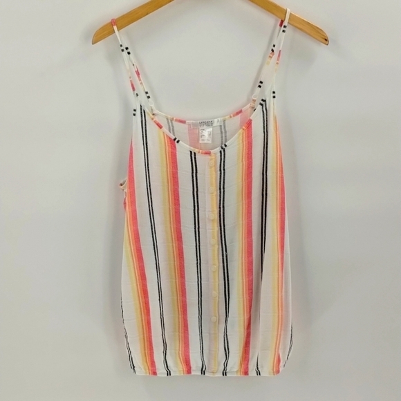 LASCANA for Venus Tank Top  size large white pink stripe elastic waist flowy - Picture 1 of 8